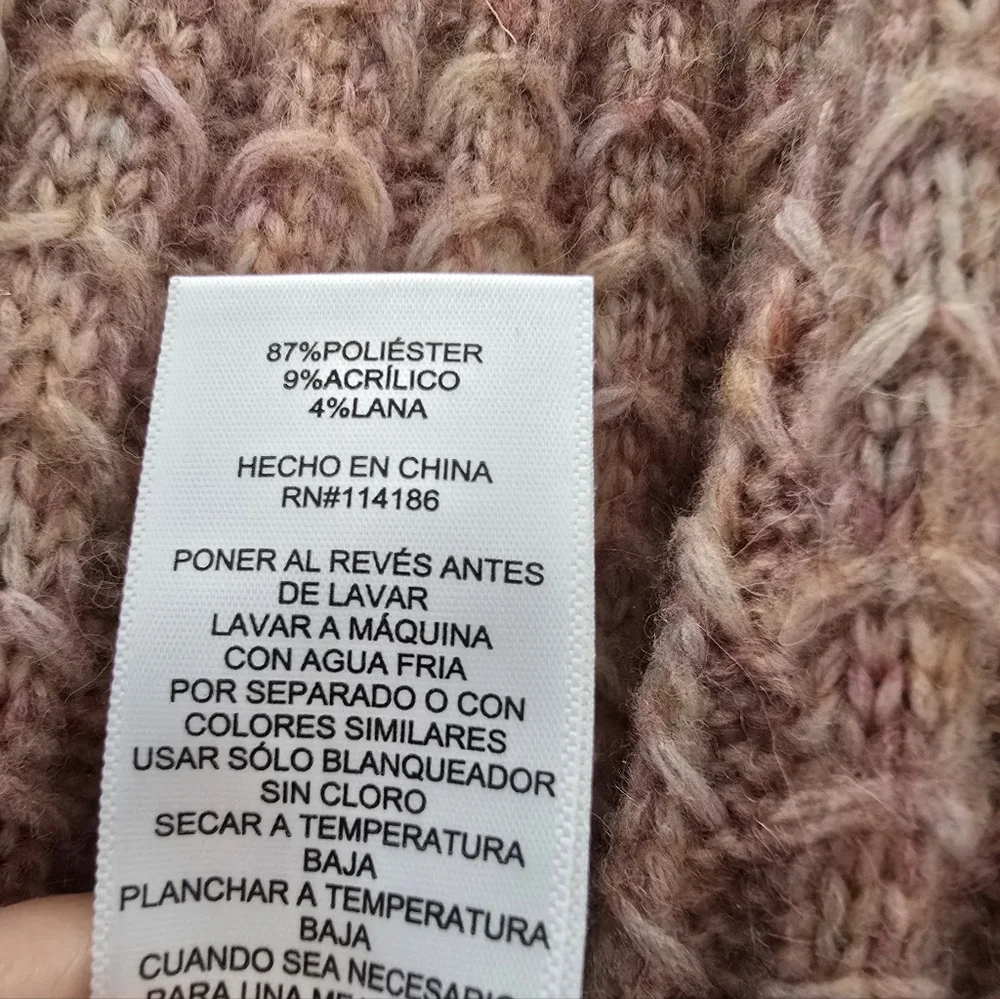 FRYE & CO Puff Sleeve Fancy Knit Boho V Neck Sweater In Apricot NWOT